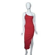 Lulus Dress Red One Shoulder Bodycon Side Slit Women&#39;s Small Midi - £19.65 GBP