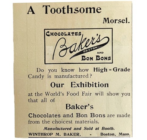 Winthrop Baker Chocolate Bon Bons 1894 Advertisement Victorian Boston AD... - $19.99
