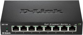 D Link Fast Ethernet Switch 8 Port Unmanaged Metal Fanless Desktop Netwo... - £35.57 GBP