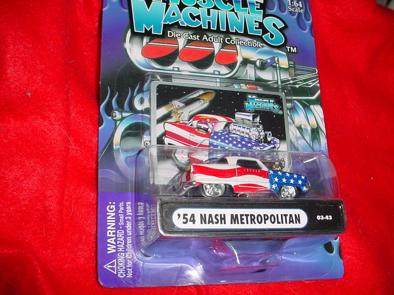 MUSCLE MACHINES '54 NASH METROPOLITAN RED WHITE & BLUE 03-43 MIP FREE USA SHIP - $11.29