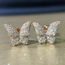 0.70 Ct Round Cut Diamond Women&#39;s Stud Earrings 14k Yellow Gold Finish 925 - £71.92 GBP