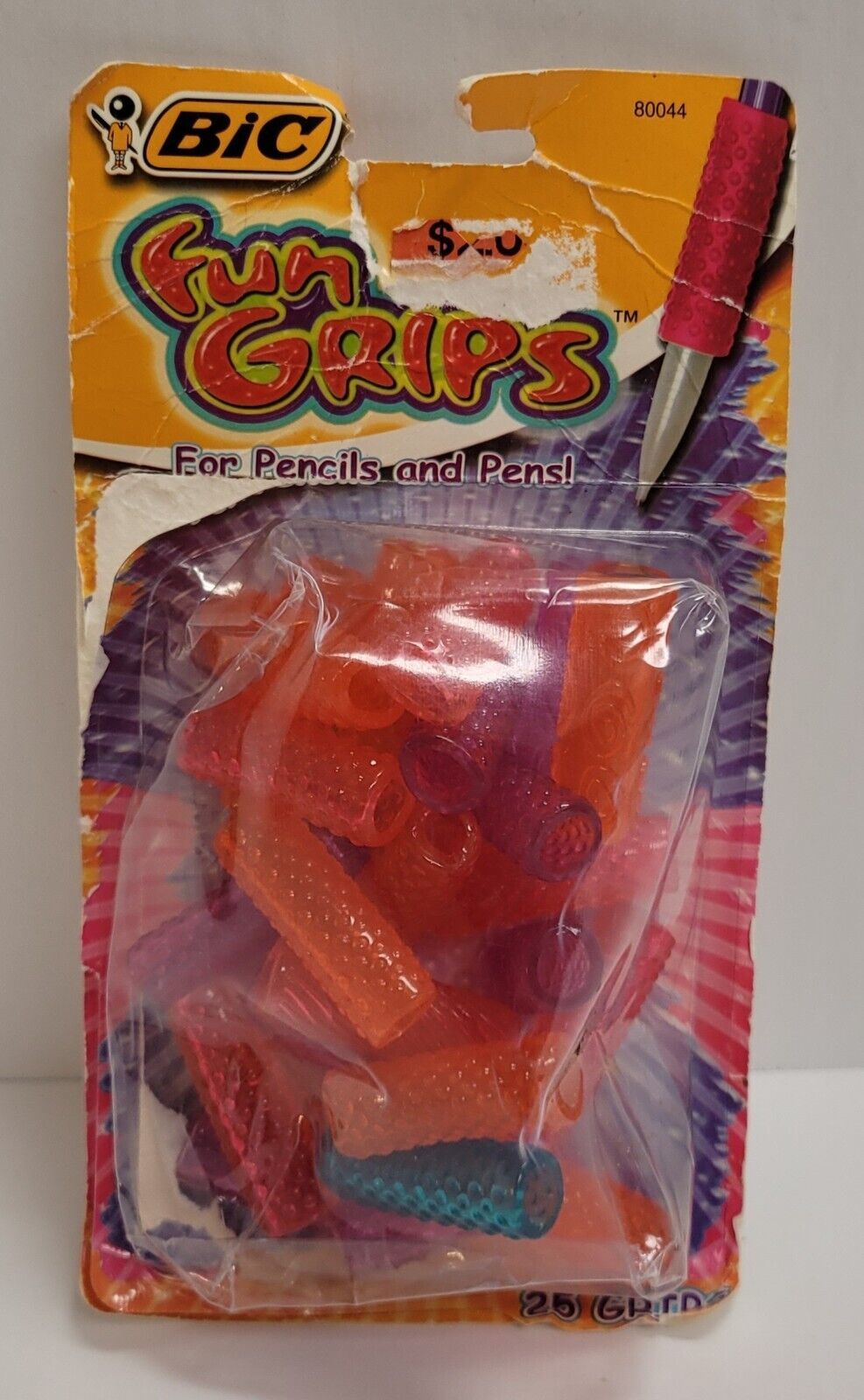Vintage Bic Fun Grips Comfort Soft Pencil Pen Gel Grips Pack 25 NOS 1990s - $29.69