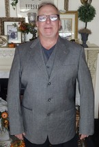 Tommy Hilfiger Mens Blazer 42L Sport Coat Suit Jacket 100% Wool Gray W/ ... - £39.86 GBP