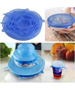 Silicone Stretch Lids Cover Multi Size 6 pack Reusable Food Seal Wrap Six - $300.76 MXN