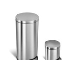 Amz- Step-On Trash Can Combo Set, 8 Gal 30L &amp; 1.2 Gal 5L, Stainless Stee... - £66.49 GBP