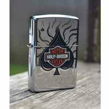Harley Davidson Polished Chrome Spade Logo Zippo Lighter - $627.35 MXN