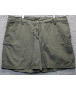 Lands&#39; End Chino Shorts Women Size 16 Green Fit 2 Casual Flat Front Regu... - $27.74 CAD