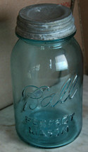 Vintage Blue Ball Perfect Mason  Quart #5 Jar Canning Kitchen Zinc Lid - $14.99