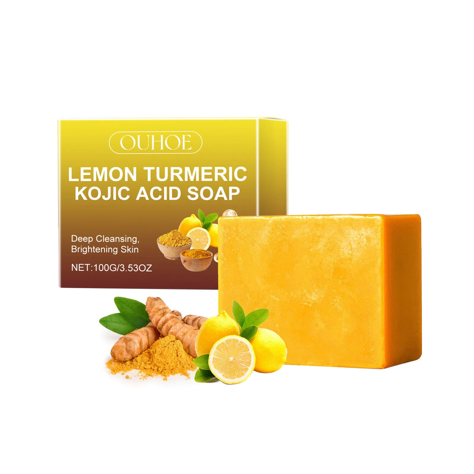 Lemon Turmeric Kojic Acid Brightening Soap Deeply Cleansing Glowing Body Bing Ex - $25.00