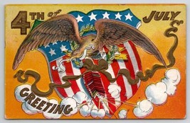 4th of July Fourth Greetings Patriotic Eagle 1908 to Hagerstown MD Postcard C23 - £7.15 GBP