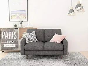 Matte Velvet Mid Century Modern Tufted Living Room Loveseat, 50.4&quot; Grey - $498.99