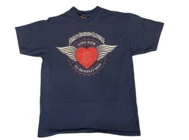 VTG 90s Harley Davidson Love Ride 8 MDA Tshirt Navy Blue Winged Heart Bi... - $39.60