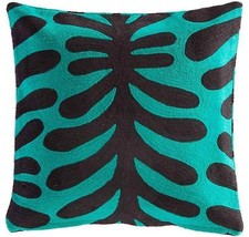 Kate Spade Abstract Vine 1 Pc Deco Pillow TEAL/BLACK Nip Beautiful - £63.28 GBP