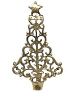 Vintage Gold Tone Christmas Tree Filigree Holiday Brooch Pin - $205.27 MXN