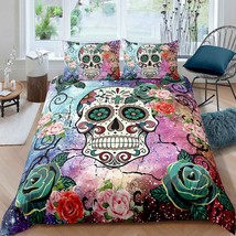 Sugar Skull Comforter Cover Set Queen Size Teen Girl Bedding Set Sugar Skull Dec - £47.15 GBP