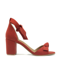Vegan sandal middle chunky block heel peep toe ankle-strap knot casual summer - £85.61 GBP