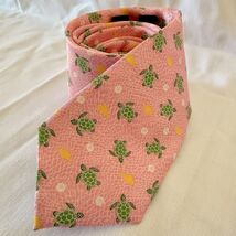 CHAPS Ralph Lauren Sea Turtle Fish Pastel Pink Silk Necktie Classic Skin... - $19.80