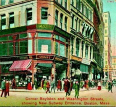 Corner Boylston And Washington Subway Boston MA Massachusetts 1910s Post... - $8.86