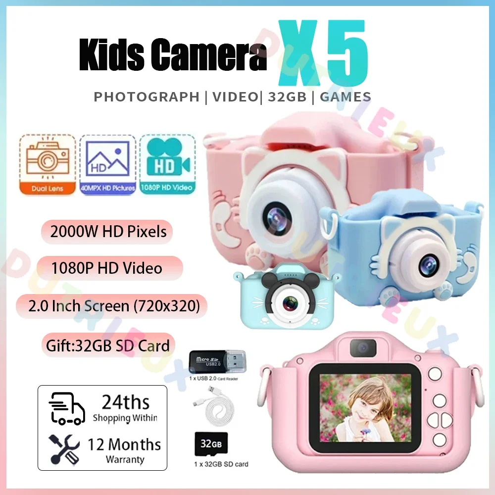 Mini Children Camera Kids Camera Toy 1080P HD Screen Outdoor Toys For Girls Boys - £24.58 GBP