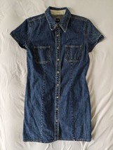 Vintage GAP Women&#39;s Short Sleeve Blue Jeans Snap Up Denim Dress Size 12 Y2K S - £20.08 GBP