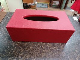 Red Leather Rectangle Tissue Box Cover Modern Tissue Holder for Home - $19.79