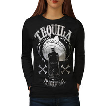 Wellcoda Tequila Traditional Womens Long Sleeve T-shirt, Mexican Casual Design - £19.27 GBP