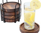 Drink Coasters Made Of Natural Paulownia Wood, Set Of 5, Dia. 4.3 X 4.3 ... - $38.94