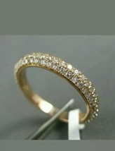 1.5ct stylish eternity women engagement ring round diamonds 14k yellow gold over - £65.54 GBP