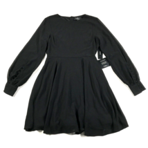 Lulus Vestido Mujer Pequeño Negro Cottagecore Ajustado y con Vuelo Manga Larga - £37.07 GBP