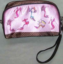 Cosmetic Bag Purse Pink Shoes Size Soft  Zip Top Carrying Strap  6 1/2&quot; by  4&quot; - £11.01 GBP