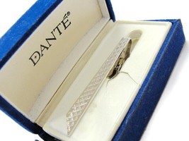 Dante Long Checkerboard Silver Tone Vintage Tie Clasp Tux Suit IOB - £20.02 GBP