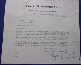 Vintage The C.H. Dutton Co. Kalamazoo MI Correspondence 1933 - $5.46 CAD