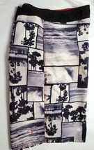 OP Ocean Pacific Mens Size 30 Board Shorts Palm Trees Black White Swim B... - £18.57 GBP