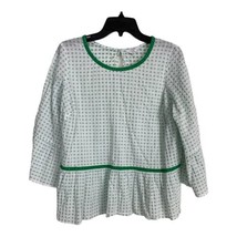 Crown &amp; Ivy Womens Shirt Size Ox=12W White Green Ruffle Bell Sleeve Babydoll - £15.48 GBP