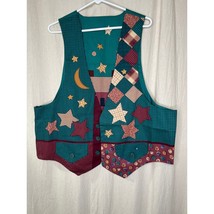 Vintage 1990s Handmade Homestead Star Buttons Plaid Granny Teacher Vest XL - $40.00