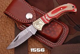 CUSTOM HANDMADE  DAMASCUS STEEL FOLDING POCKET KNIFE SURVIVAL EDC HUNTIN... - $29.65
