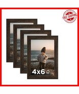 Classic 4x6 Photo Frames Set of 4 in Brown - Versatile Display for Walls - $36.74 CAD
