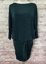 White House Black Market Green Mini Dress 3/4 Dolman Sleeve Knit Stretch Size S - £35.17 GBP