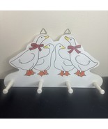 Vintage Wooden Wall Coat Rack Hanger Duck Hand Painted 4 Peg Farmhouse Key - €31,74 EUR