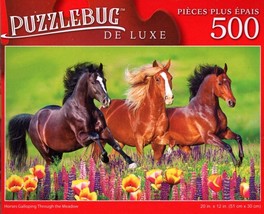 Horses Galloping Through The Meadow - 500 Pieces Deluxe Jigsaw Puzzle - £9.40 GBP