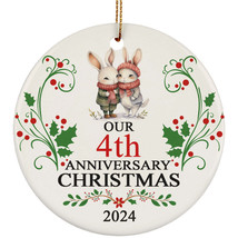 Our 4th Anniversary 2024 Ornament Gift 4 Years Christmas Cute Rabbit Couple - £11.64 GBP