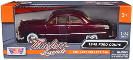 1949 Ford Coupe Burgundy 1/24 Diecast Model Car by Motormax - $38.99