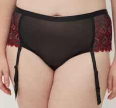 Torrid Heart Embroidered Black Mesh Cheeky Garter Panties Plus Size 3X - £15.73 GBP