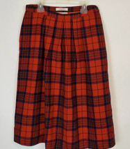 Pendleton Authentic Red Leslie Tartan Plaid Pleated Wool Skirt Sz 12 USA Made - £27.10 GBP