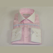 Mens 100% Italian Cotton Shirt High Quality Non Iron SORRENTO Turkey 4441 Pink image 3