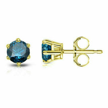 2.5CT Imitación Diamante Azul 6 Pinza Solitario Dormilonas Oro Amarillo Chapado - £62.90 GBP