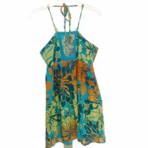 Fat Face Turquoise Tropical Floral Print Halter Sundress Size 10 - £44.12 GBP