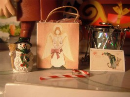Holiday Christmas Card Bag Snowman Drum Candy Cane for Loving Family Dollhouse - £3.12 GBP