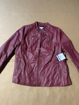 New Relativity Womens Red Leather Jacket Sz XL Motorcycle Coat - £59.65 GBP