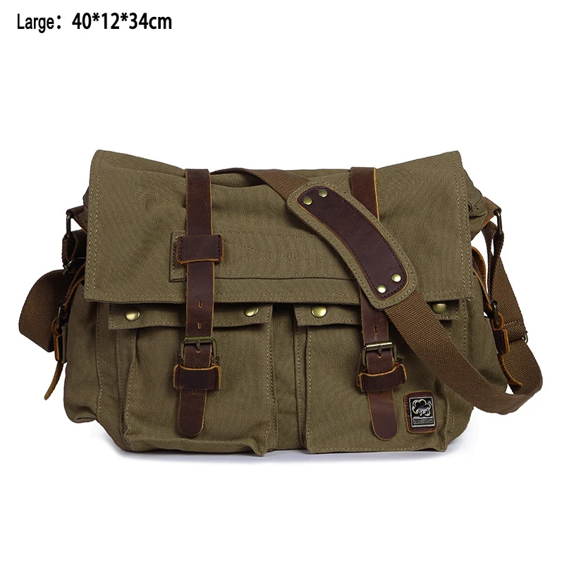 OZUKO Canvas Crossbody Bag Men Vintage Messenger Bags Casual Laptop Bag ... - $117.72